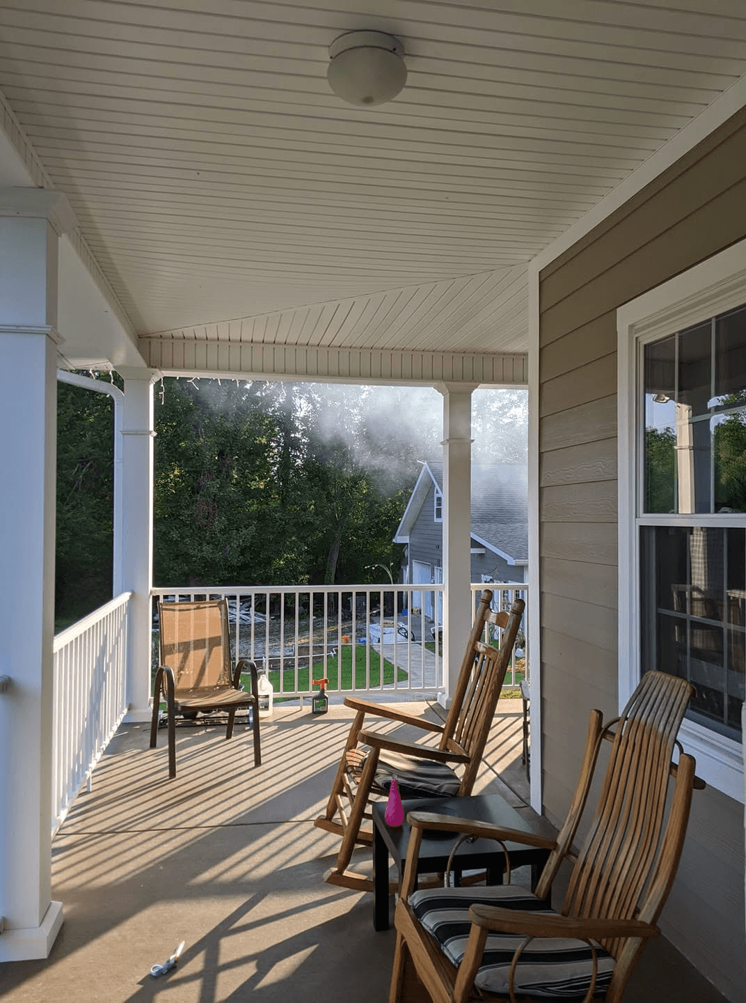 Finished soffit work on a covered porch in East Tennessee